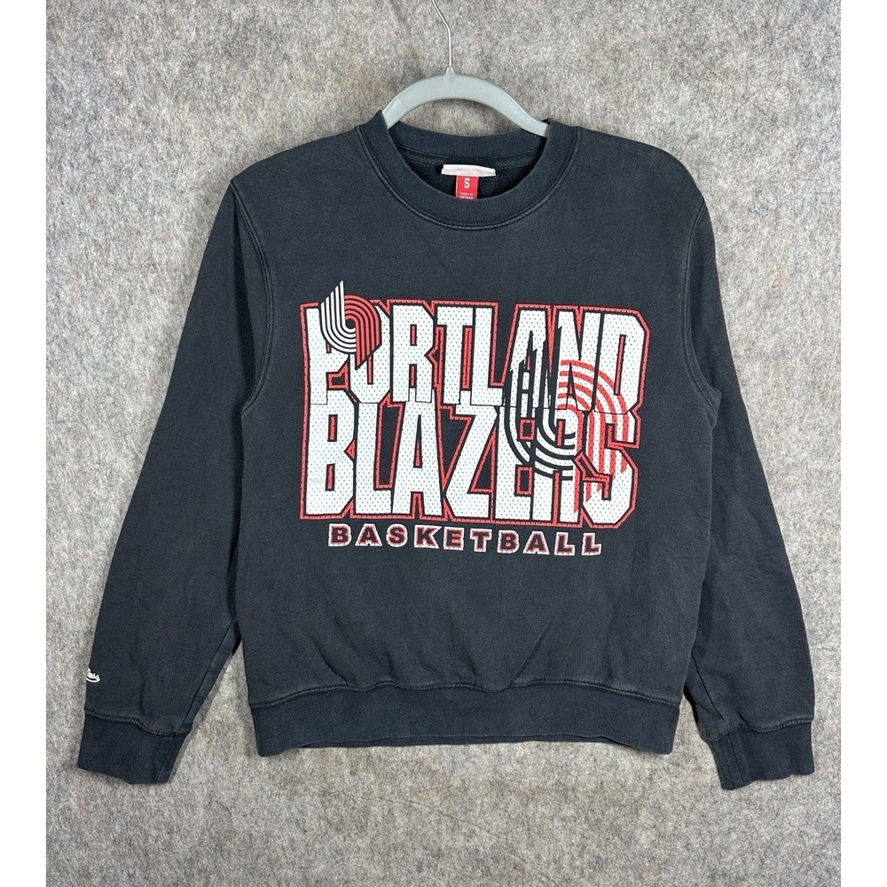 Mitchell & Ness Portland Trail Blazers Crewneck Sweatshirt Mens S NBA Black